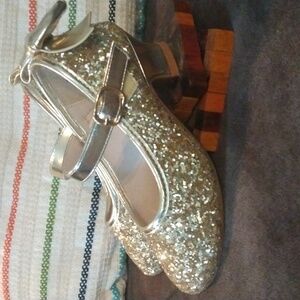 Gold Sequined Bow Girl's Heels
